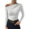 Women's Oblique Collar Short Sleeve Slim Fit Ruched Top Solid Color Casual Blouse