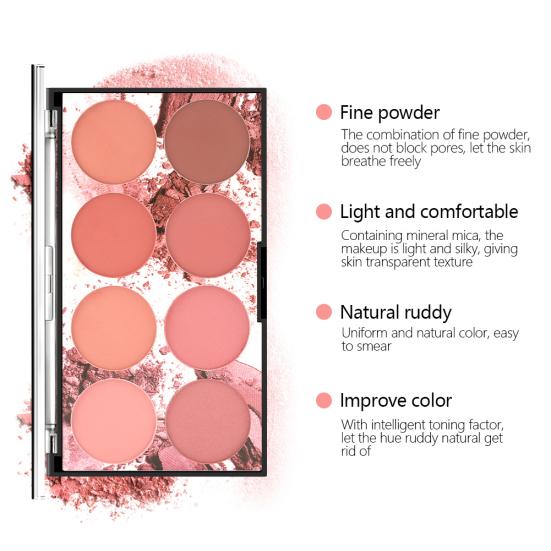 MISS ROSE 8 Colors Professional Cheek Baked Blush Powder Face Contour Makeup