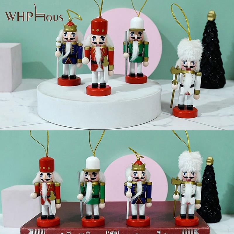 1Pc Christmas Doll Soldier Wood Decoration Made Nutcracker Puppet Desktop Pendants Ornaments For Xmas Tree Party New Year