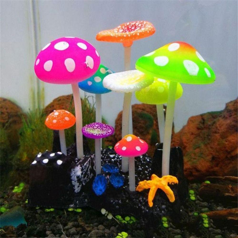 9pcs/set Aquarium Fluorescent Artificial Plants Simulation Aquatic Water Grass Fish Tank Landscaping Decoration