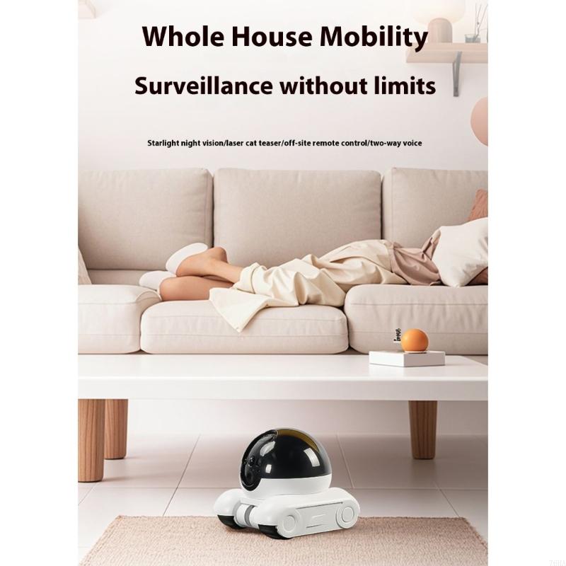 360 Degree Rotating Pet Camera with Two Way Talk Function and Night Detection Robot Cameras for Home Security