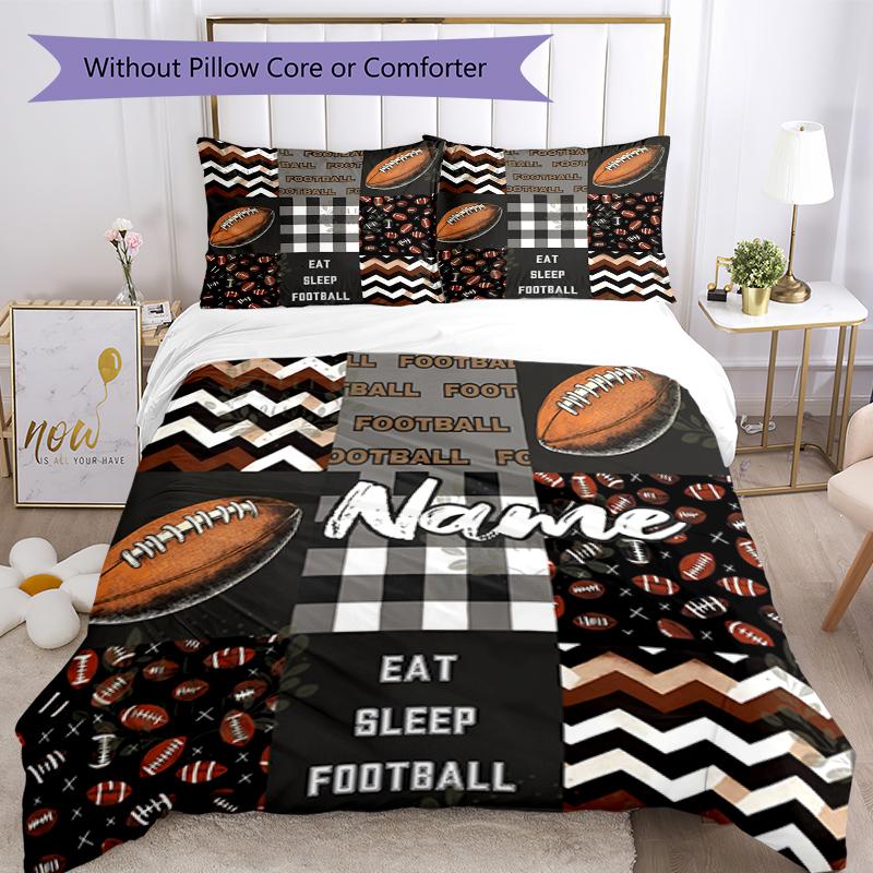 3pcs Custom Name American Football Bedding Set Duvet Cover Closure Includes 1 Duvet Cover & 2 Pillowcases, Soft and Comfortable for All Seasons.