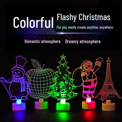 Acrylic LED Seven-Color Christmas Night Light: Snowman, Santa Claus, Apple, Eiffel Tower Luminous Toy