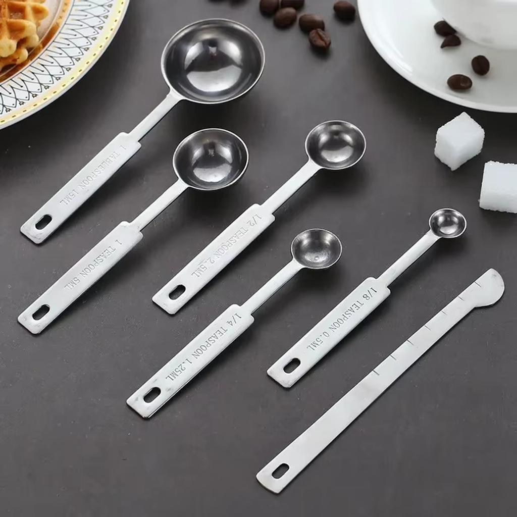 Stainless Steel Measuring Spoons Set Coffee Scoop Kitchen Baking Measuring Tools for Home