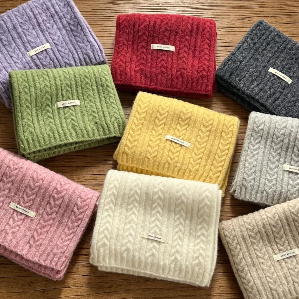 New autumn and winter solid color wool blended scarf women's Korean atmosphere knitted versatile candy color scarf men's wholesale