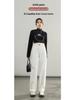 Women's Korean Style High Waist White Denim Pants - Loose Fit, Spring 2026, Creative Wash.