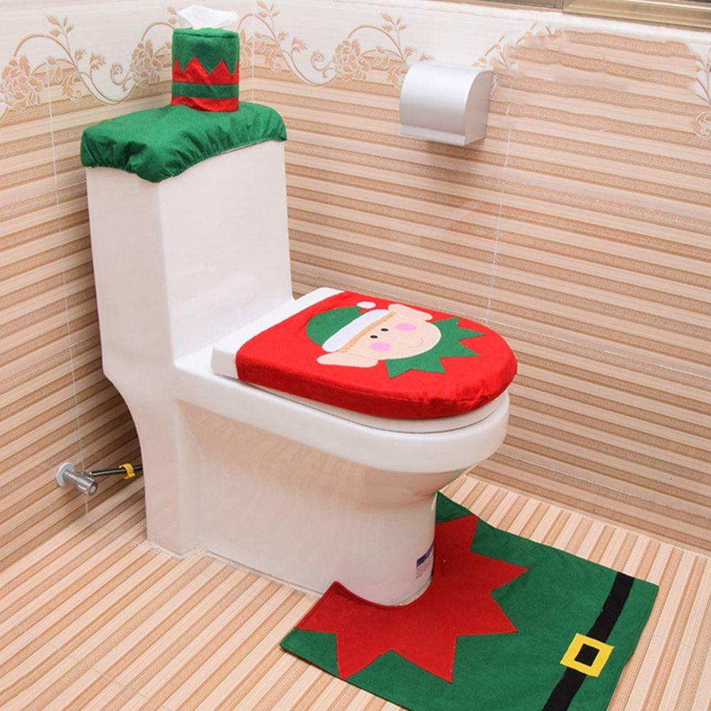 Set Dekorative Produkte Weihnachtsdekorationen Toilettenmatte Toilettenetui Toilettensitzbezug Teppich Set