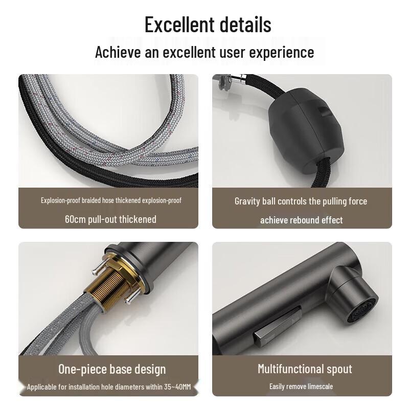 Siji Muge Gunmetal Grey Pull-out Basin Faucet