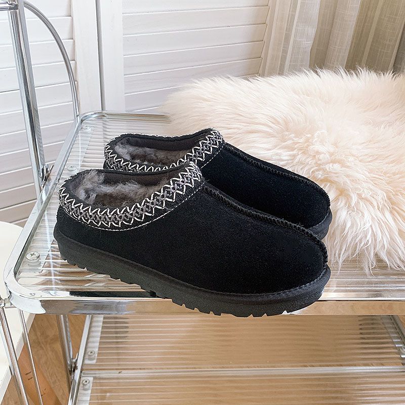 Ethnic Style 2025 New Wool Integrated Snow Boots Women's One-pedal Lazy Shoes Slippers Cotton Shoes Half-tow Snow Cotton