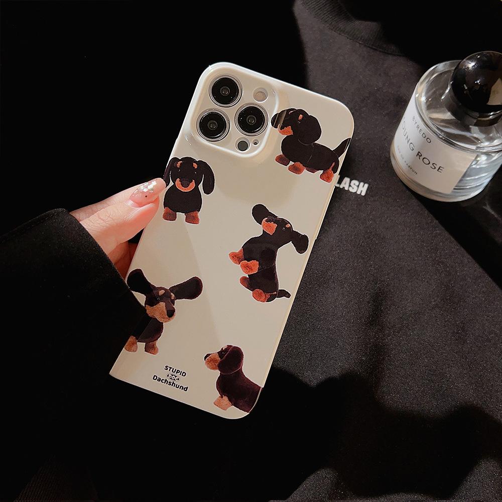 Internet Celebrity Style Cream Dachshund for IPhone16 for Apple 17pro Max Mobile Phone Case 11 Film Case 15/X8
