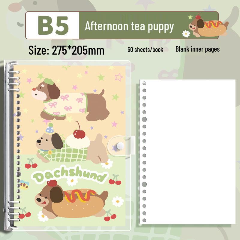 Small Animal Transparent PVC Loose-Leaf Notebook with Student-Friendly Soft B5 Cover and Iron Clip