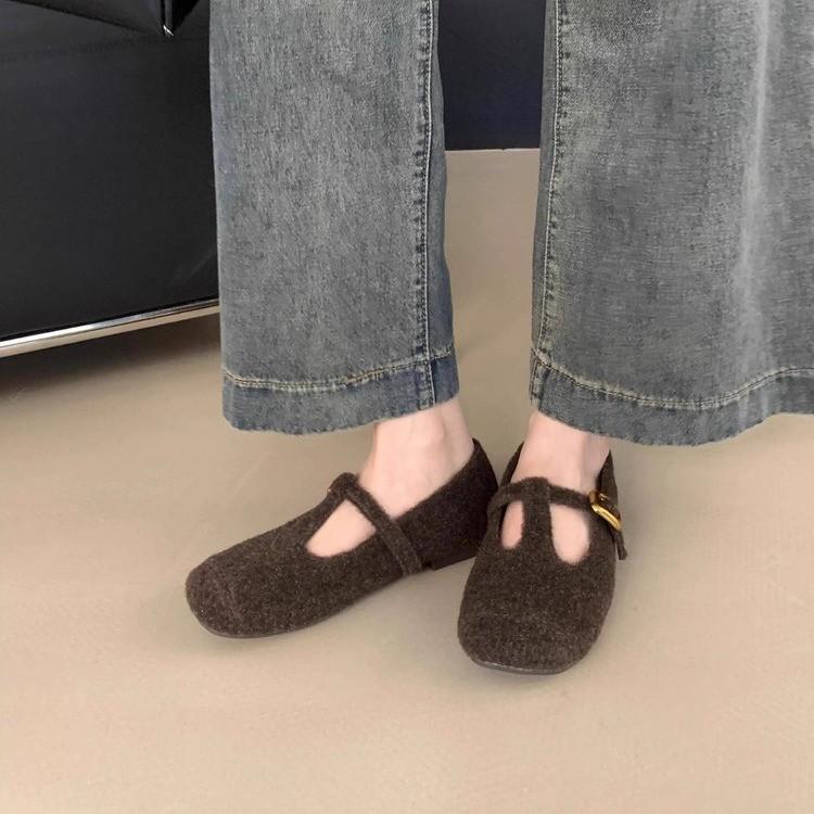 Suding French Single Shoes Women's Gentle Evening Breeze with Skirt 2025 Doudou Shoes Grandma Retro Temperament Mary Jane Shoes Tide