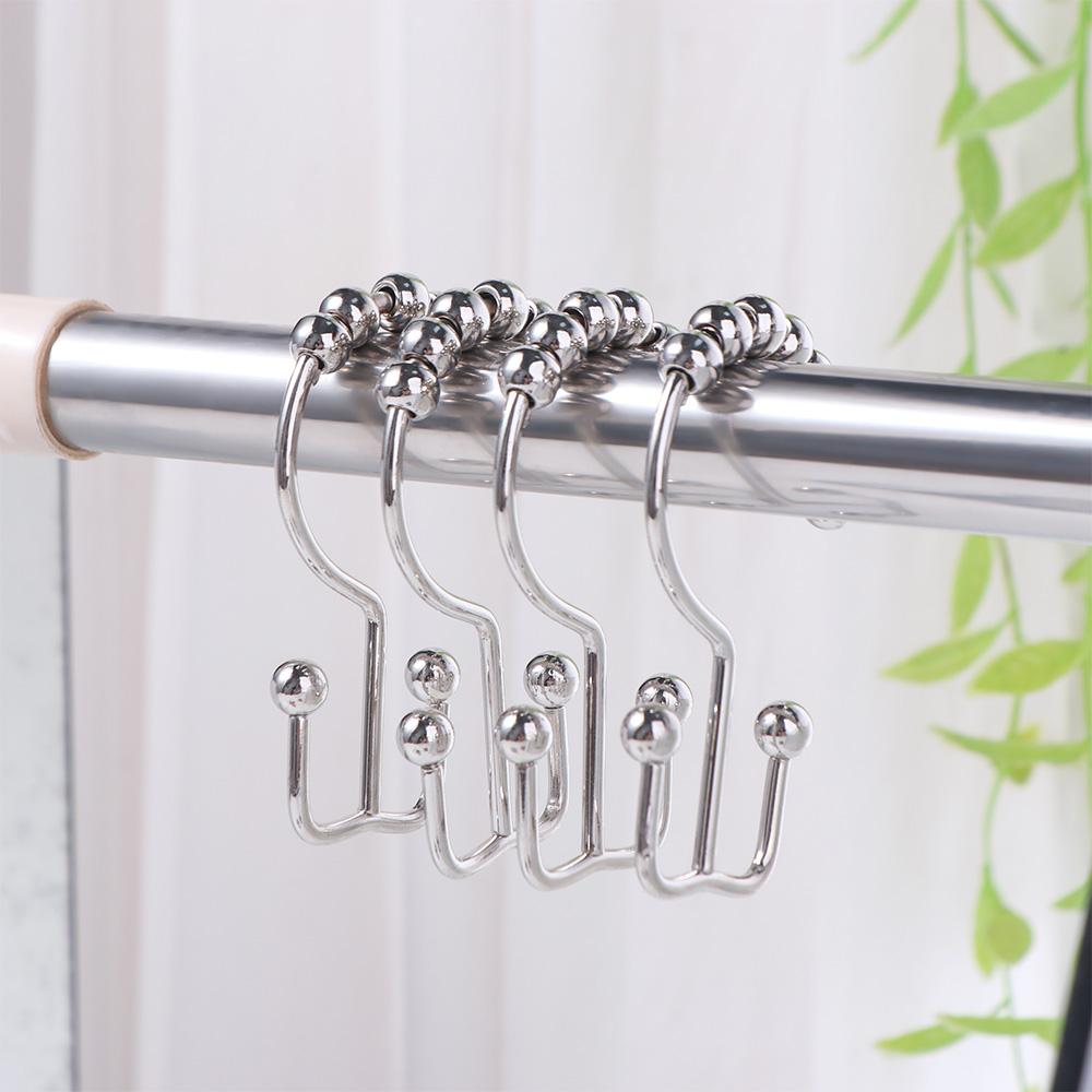 12Pcs Double Sided Shower Curtain Hooks Rust Proof Bathroom Shower Hangers  Curtain Rods