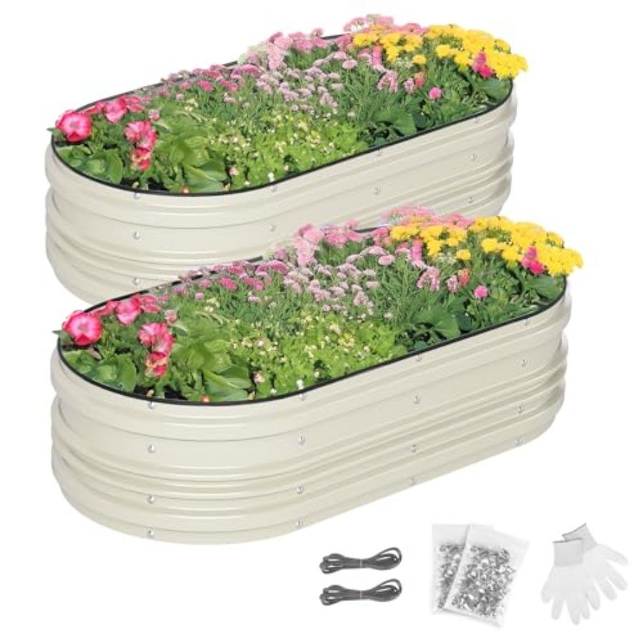 

2PK 4x2x1ft Outdoor Galvanized Raised Garden Bed Kit Rust Corrosion Protection Easy Assembly Safe Edge Ideal for Vegetables Flo United States