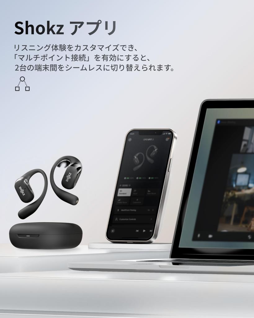 Shokz OpenFit Bluetooth Wireless Earbuds with Dolby Large 48 Hours of Playback Sound Leakage Suppression and IP55 Features include Bluetooth a