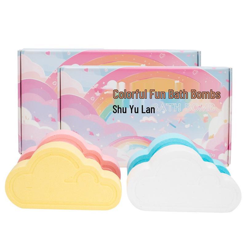 Rainbow Cloud Bath Bombs: Plant Extract, Aromatic, Fun Bubble Bath Balls for Kids