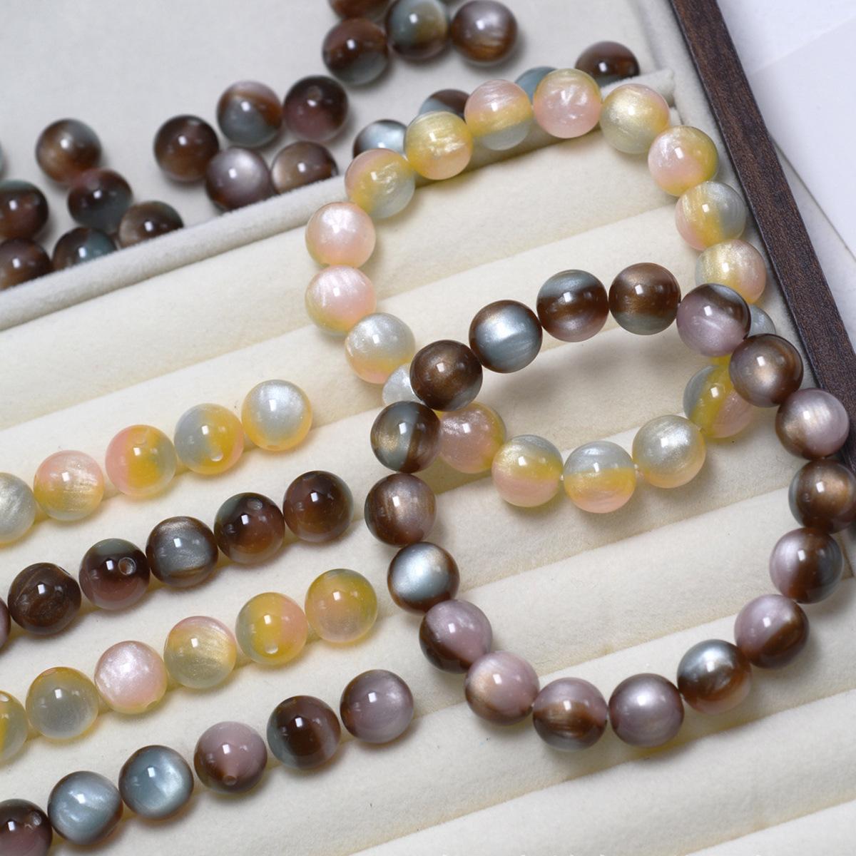 Gradient Flowing Light Resin Beads - Glossy Round DIY Beads for Jewelry and Accessories