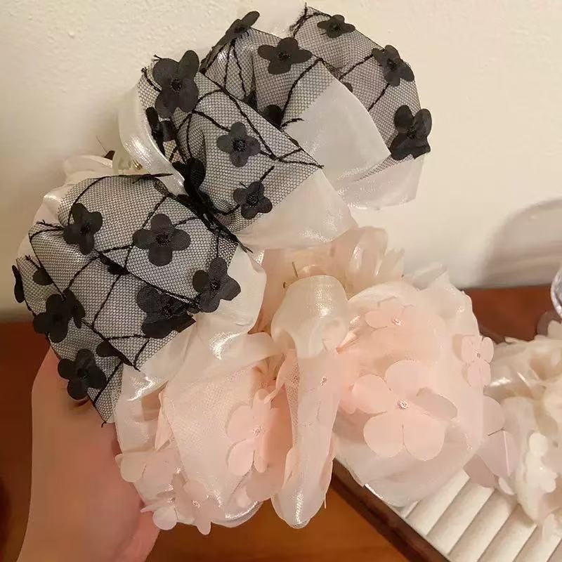 Mesh Flower Bubble Large Hair Clip for Woman Elegant Hark Clip Fashion Girl Bow Hair Clamp