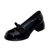 Black Patent Leather Round Head Small Leather Shoes Light Mouth Thick Heel Single Shoes Women's 2025 Autumn New French High Heel Mary Jane Shoes