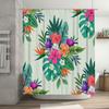 Colorful Floral Shower Curtain Modern Bathroom Decor Green Palm Leaves Pink Flowers Size: 72X72 (6 Pack Rings Included)