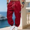 Men S Fleece Cargo Pants Loose Outdoor Multi Pocket Tapered Sweatpants
