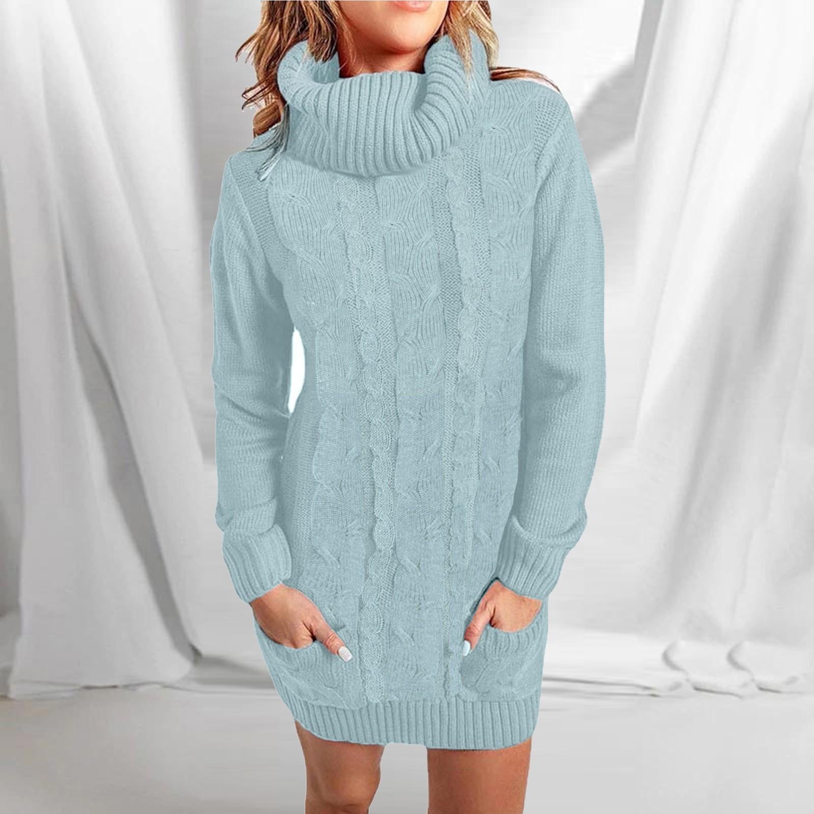 

Женский повседневный вязаный свитер с высоким воротником, вязаный свитер, длинный осенне-зимний вариант XL