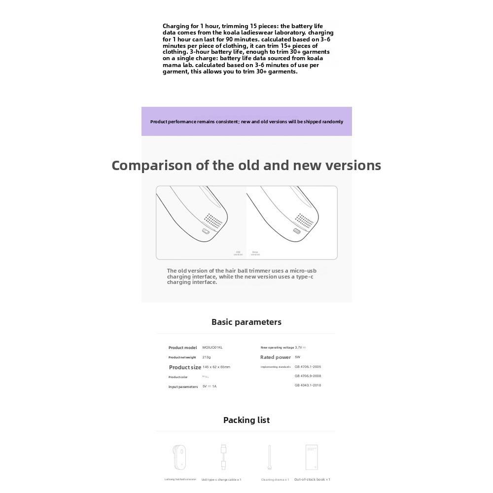 Xiaomi Mijia Hair Ball Trimmer, Rechargeable Lint Remover, Portable Fabric Shaver for Clothes Sweater, Efficient Fuzz & Lint Removal