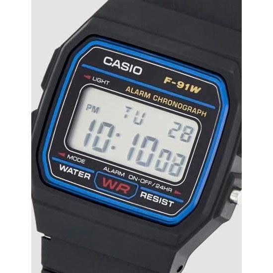 Casio F91W-1 Mens Classic Chronograph Alarm LCD Digital Watch Black F-91W-1DG BlackSheer Pleasure Strap
