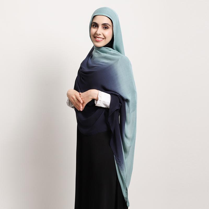Luxary Design Fashion Women Classic Gradient Colored Cotton Scarf Lady Soft Headscarf Solid Color Shawl Headscarf Muslim Scarf