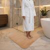 Striped L-Shaped Bathroom Floor Mat Coral Velvet Non-Slip Doormat Absorbent Foot Mat  Shower Room