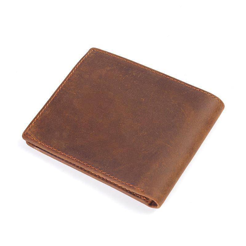 First Layer Cowhide Crazy Horse Leather Men's and Women's Wallet Horizontal, 30% Off Business Short, Genuine Leather Wallet