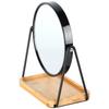Double-Sided Magnifying Bamboo Cosmetic Mirror on a Stand