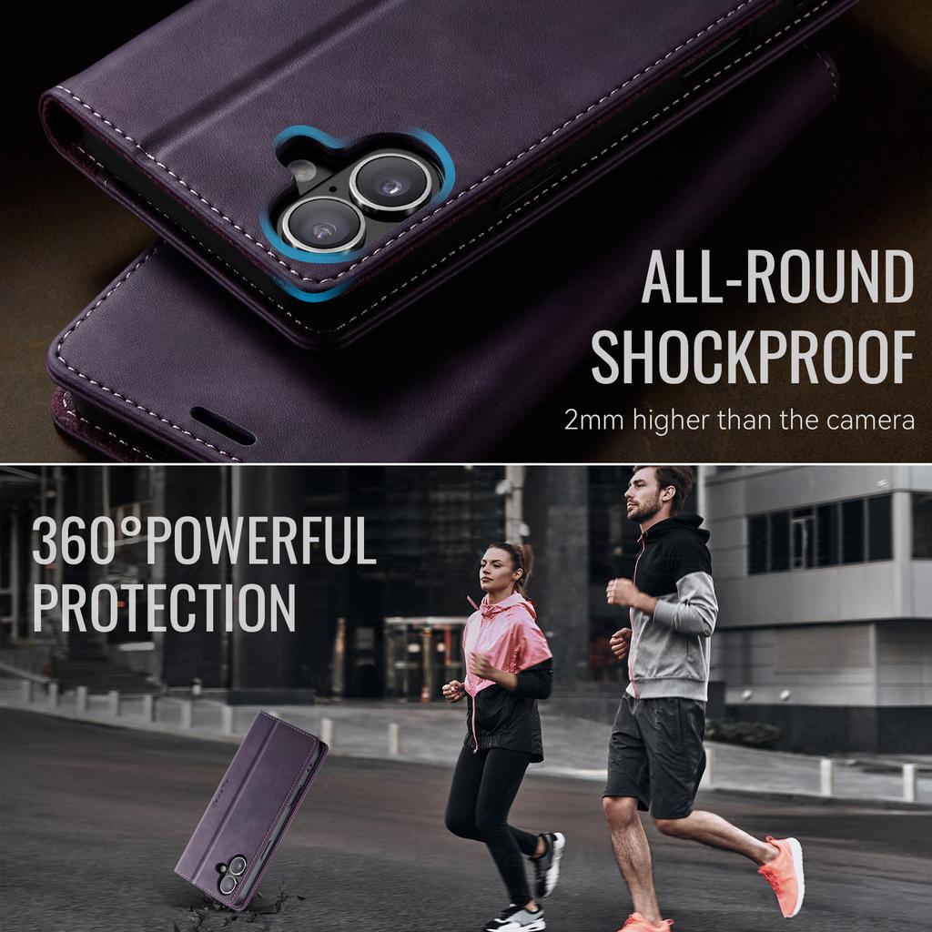 For iPhone 17 Case CASEME 033 Series RFID Blocking Wallet Stand Calf Texture Leather Phone Cover