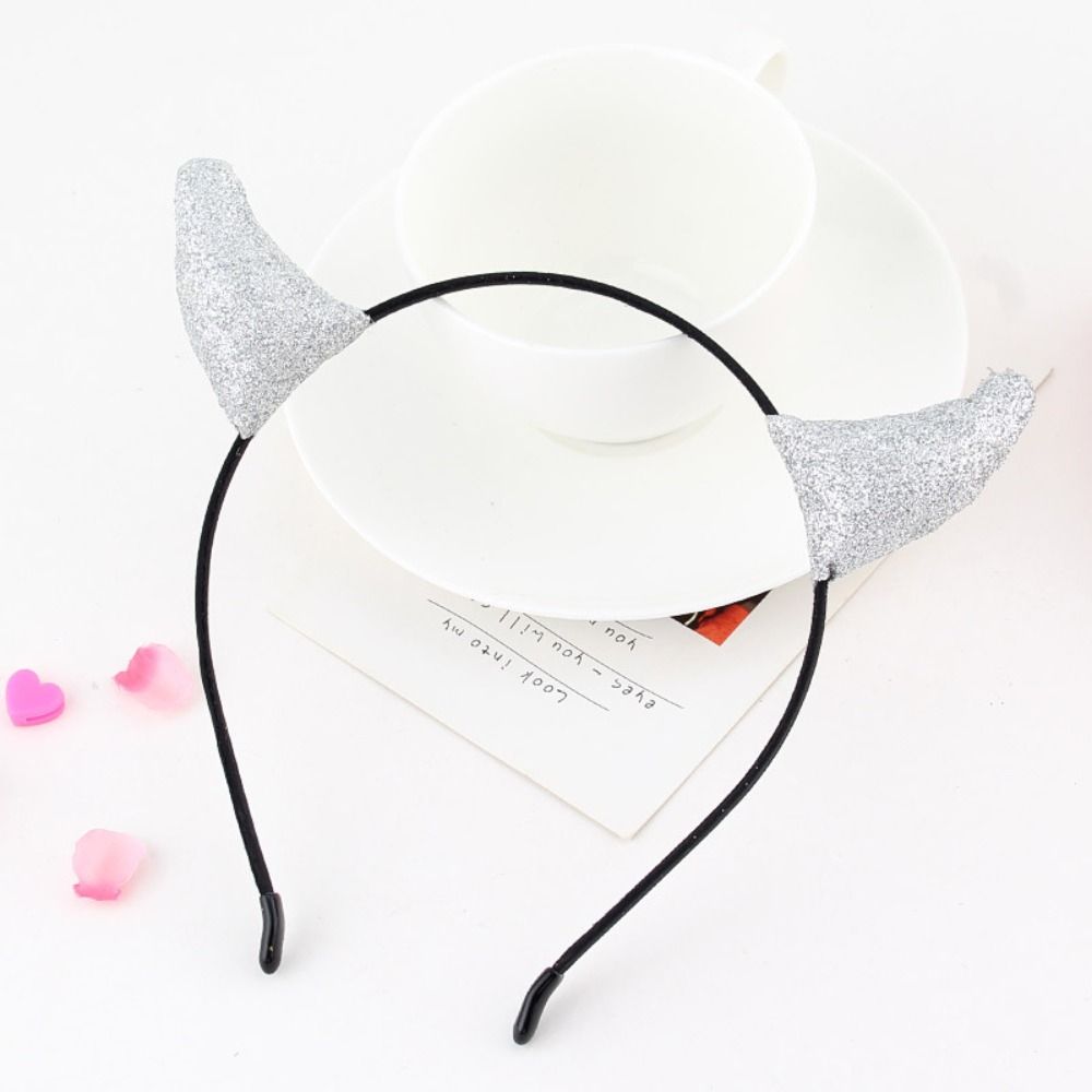Sequins Halloween Hair Hoop Cloth Cow Horn Hairband Funny Adult