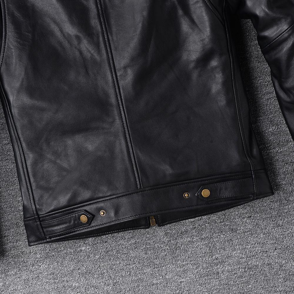Classic 1930s Style Natural Goatskin Men's Leather Jacket Soft Slim Fit Real Skin Bomber Coat Men Clothes Spring