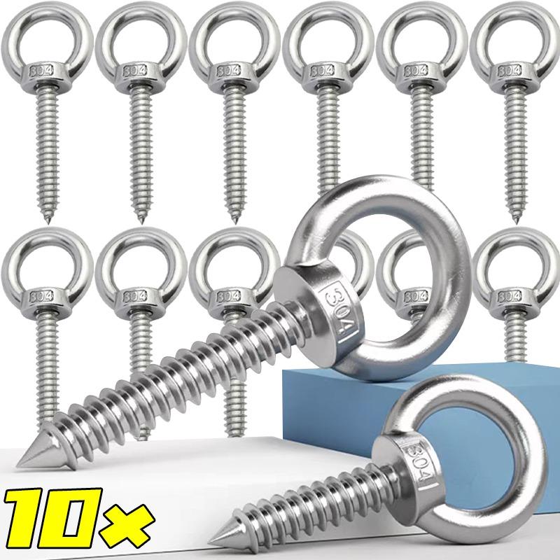 10/1Pcs Stainless Steel Eye Nut Self Tapping Screw Sheep Eye Round Ring for Equipment Manufacturing Accessories M4 M5 M6 M8