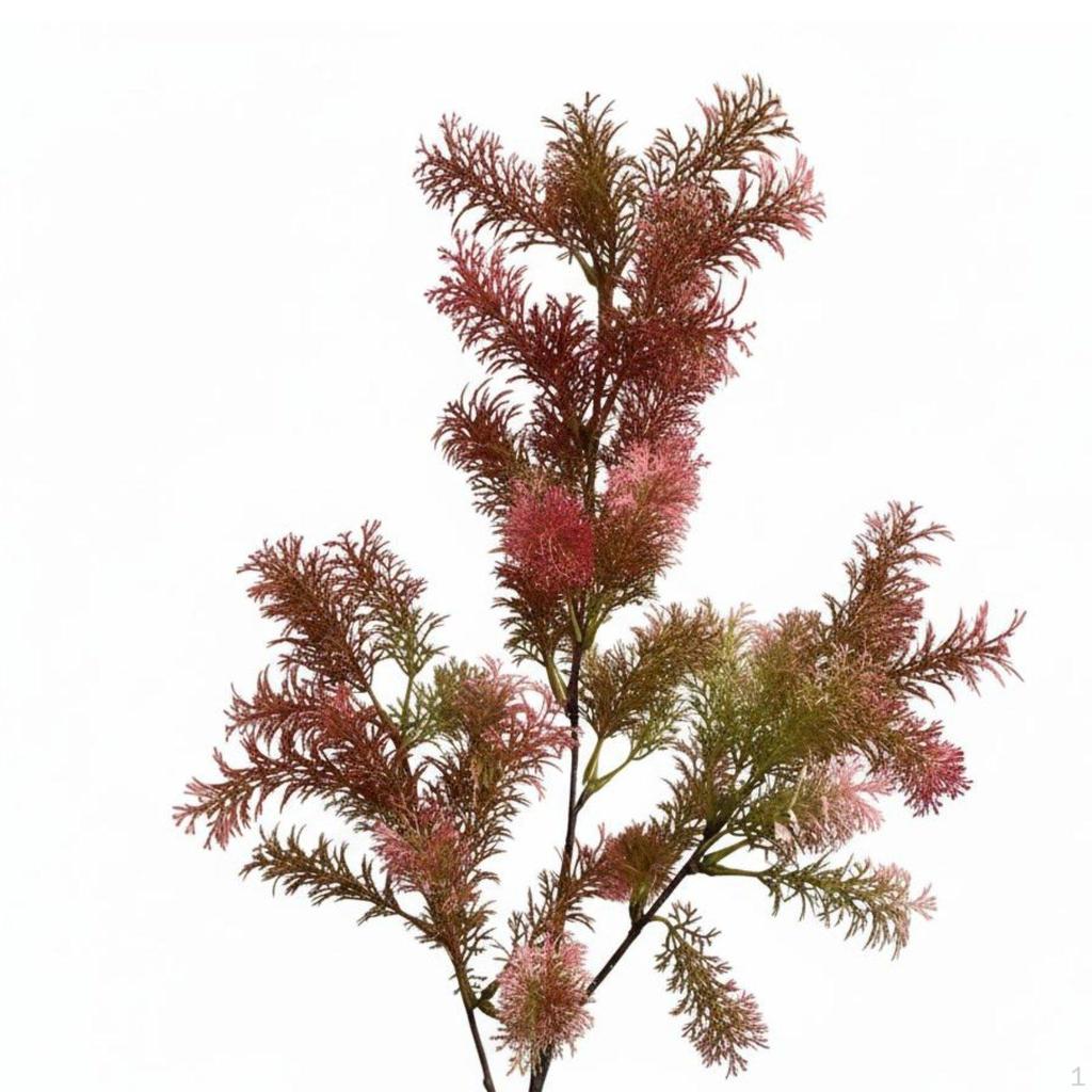 Pine Needle Artificial 3Branch Plastic Greenery, Bushy Wedding Decor, Home Arrangement White Green