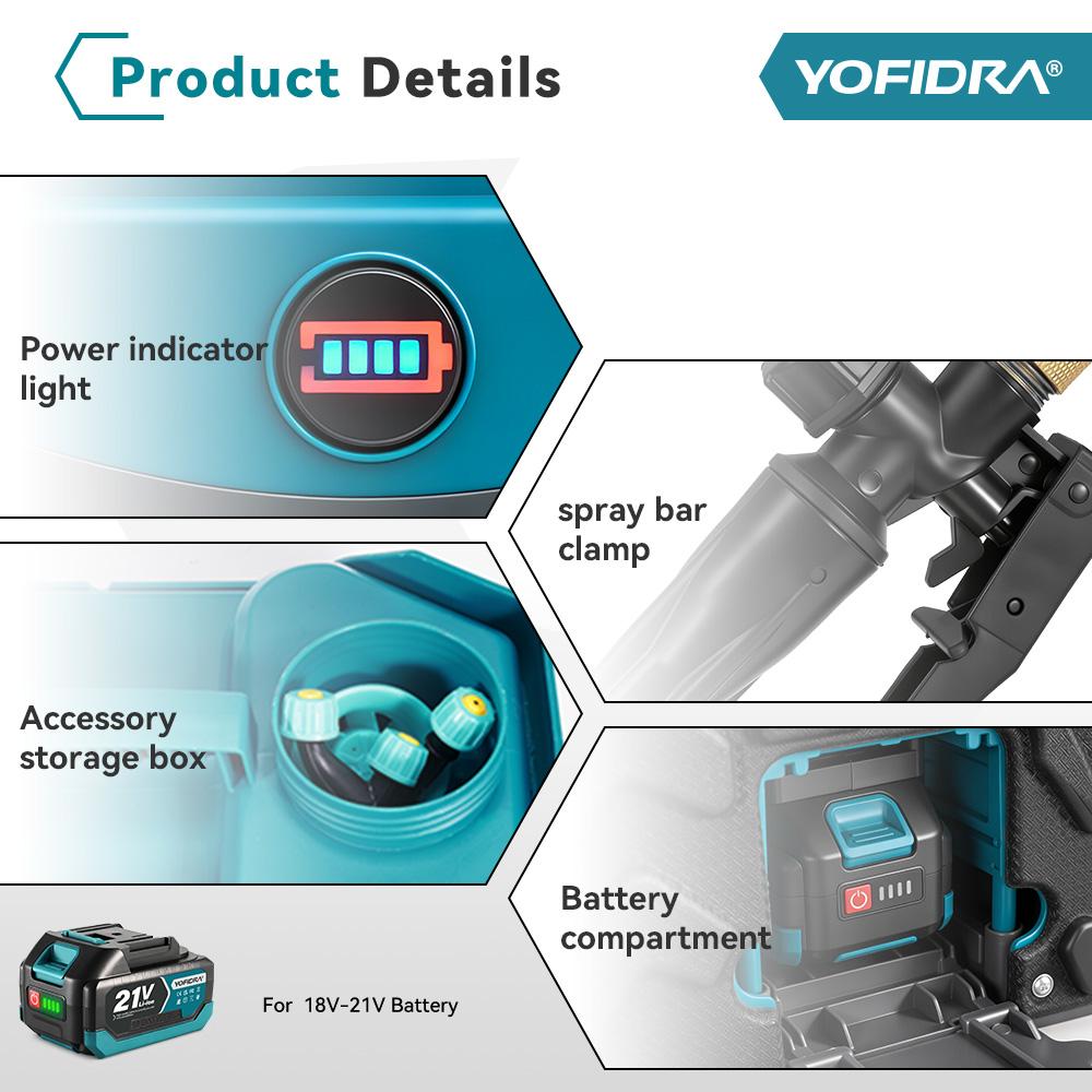 Yofidra Spruzzatore Elettrico 20L Alta Capacità Zaino Spruzzatore per Prato e Giardino Strumenti Elettrici Per Batteria Makita 21V Pin