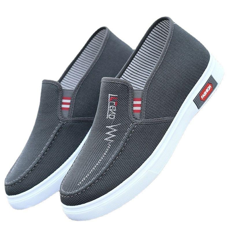 Men's Skate Shoes, Old Beijing Cloth Shoes with Anti-slip Wear-resistant Rubber Sole, Lightweight Breathable Canvas Shoes, Soft Comfort Work Shoes