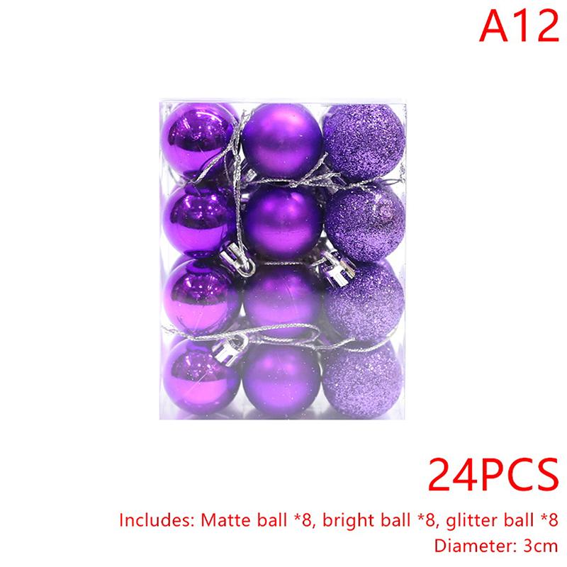 24Pcs 3Cm Christmas Ball Ornaments Xmas Tree Balls Christmas Tree Hanging Pendant Festive Party Supplies Christmas Decor