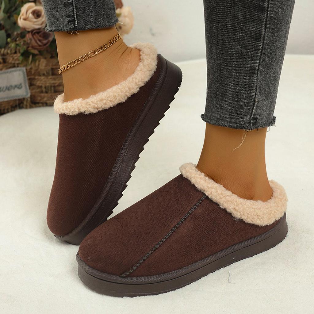 Home Soft Plush Slippers Women Home Cotton Shoes Woman Winter Thick Bottom Non-Slip Slippers Plus Size Warm Couple Slides Women