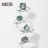 WES   CopperNatural Moss Agate Rings 7x9mm Leaf Branch Engagement Ring Boho Forest Unique Jewelry Gift for Women
