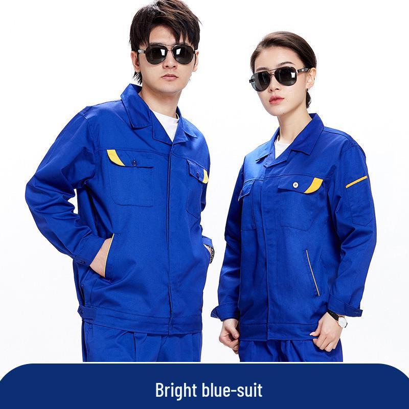 Men's Pure Cotton Embroidered Workwear Set - Long Sleeve, Wear-Resistant, Ideal for Welding & Auto Repair.