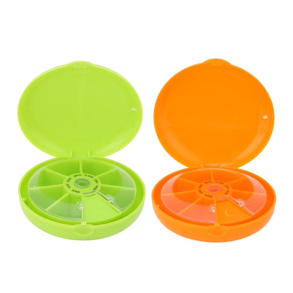 Seven Grids Rotating Pills Box Round 7 Compartments Pills Organizer for Home Travel