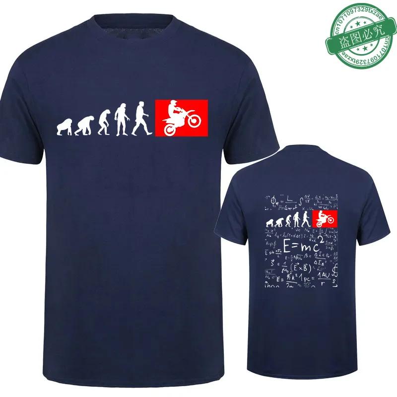 Vintage T-shirt for Men Human Evolution Motocross Design Tees Autocycle Motorbike Speedometer Double-sided Print Game Black Tops