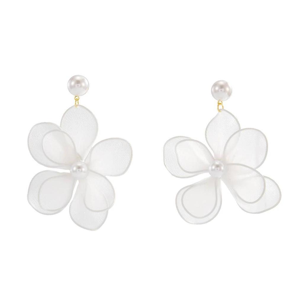 Ingemark Exquisite Elegante Imitation Perlen Netz Blume Hängende Ohrringe Damen Romantisch Minimalistisch Piercing Wed Braut Neuer Schmuck