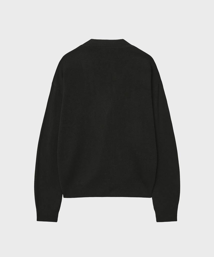 Noirer Essential Loose Fit V-Neck Cardigan (Black)