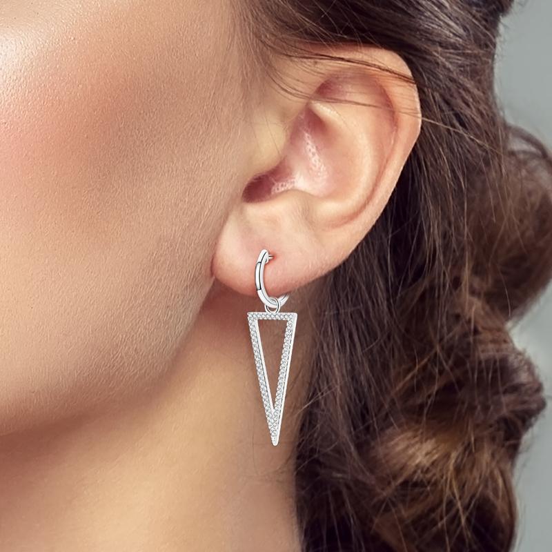 925 Sterling Silver Shining Zircon Earring Sparkling Simple Bow Irregular Curve Hoop Earring Fashion Jewelry Gifts for Women Men