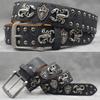 Original Punk Belt Men Women Skull Rivet Snake PU Leather Needle Buckle 105-125cm