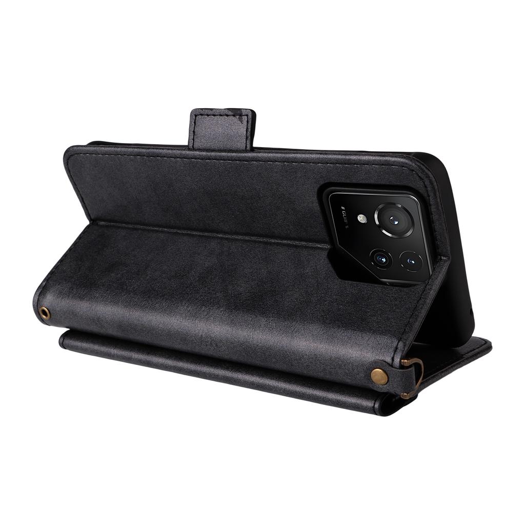 For Asus ROG Phone 9 5G/9 Pro 5G Leather Case Magnetic Closure Wallet Stand Phone Cover with Crossbody Strap